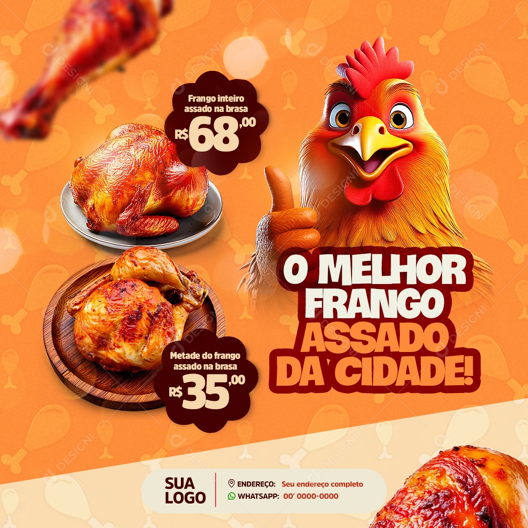 Restaurante O Melhor Frango Assado Social Media PSD Editável