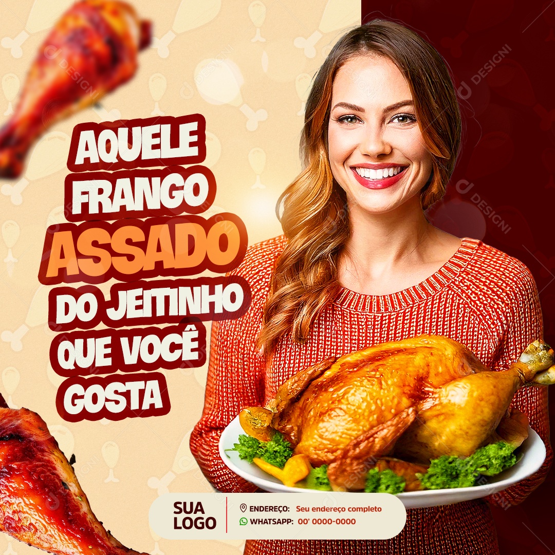 Restaurante Frango Assado do Jeitinho Que Você Gosta Social Media PSD Editável