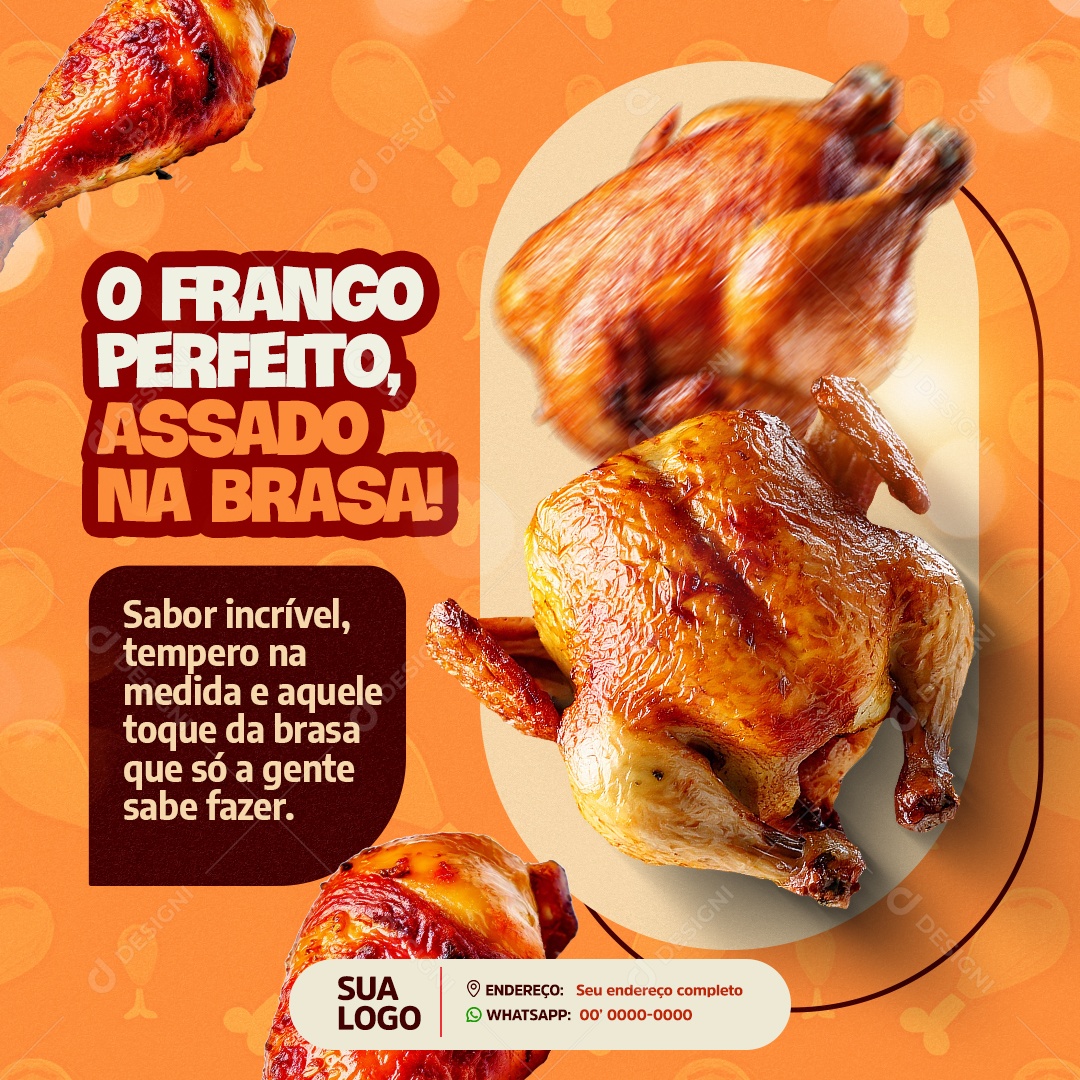 Restaurante O Frango Perfeito Assado Media PSD Editável