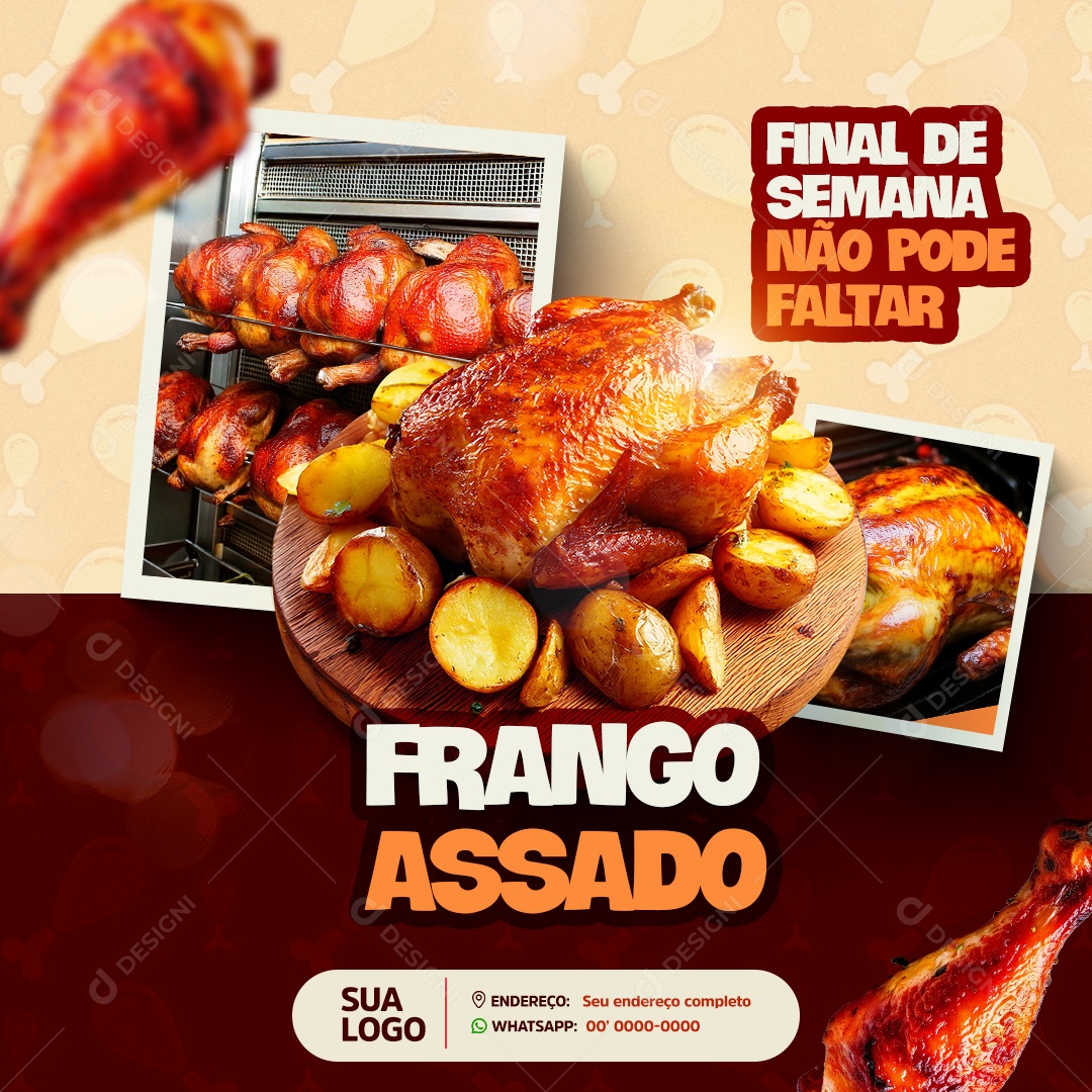 Restaurante Final de Semana Não Pode Faltar Frango Assado Social Media PSD Editável
