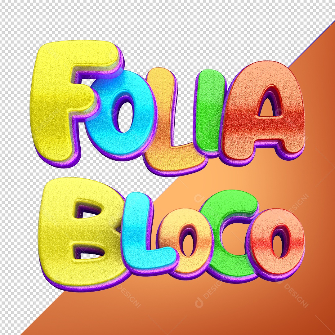 Elemento 3D Folia Bloco para Composição PSD