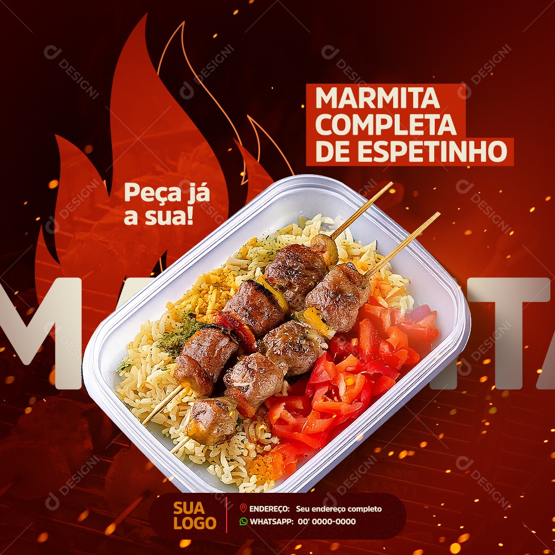 Churrascaria Marmita Completa Social Media PSD Editável