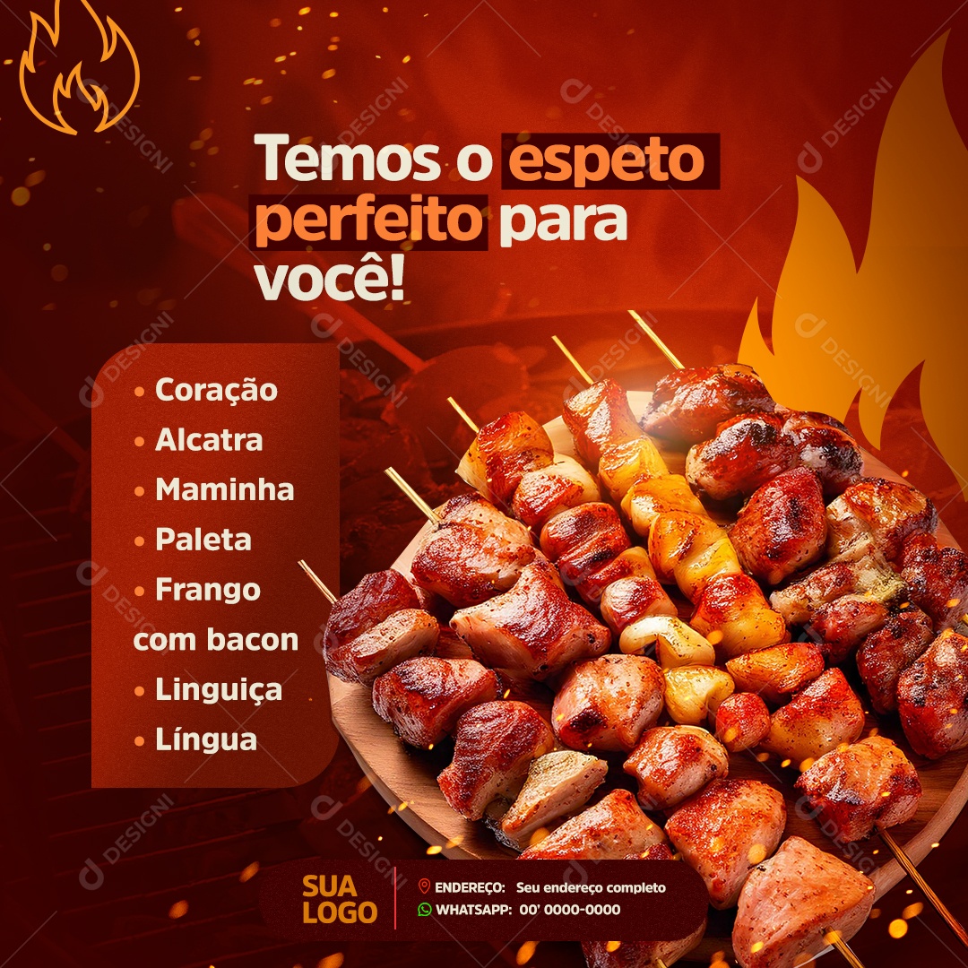 Churrascaria Espeto Perfeito Social Media PSD Editável