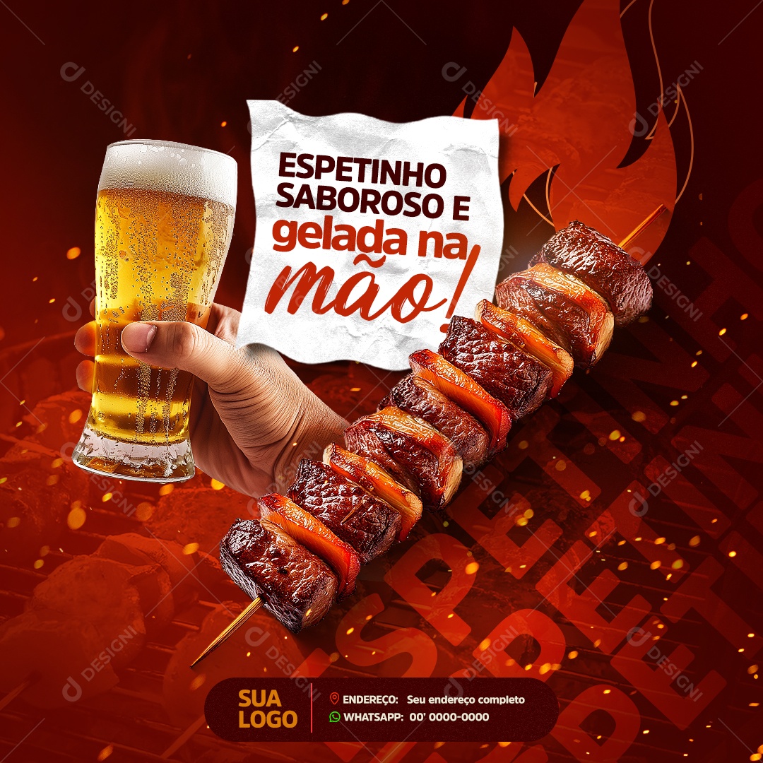 Churrascaria Espetinho e Gelada Social Media PSD Editável