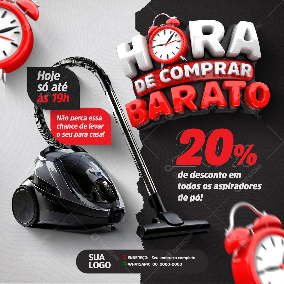 Eletrodomésticos Hora de Comprar Barato 20% Social Media PSD Editável