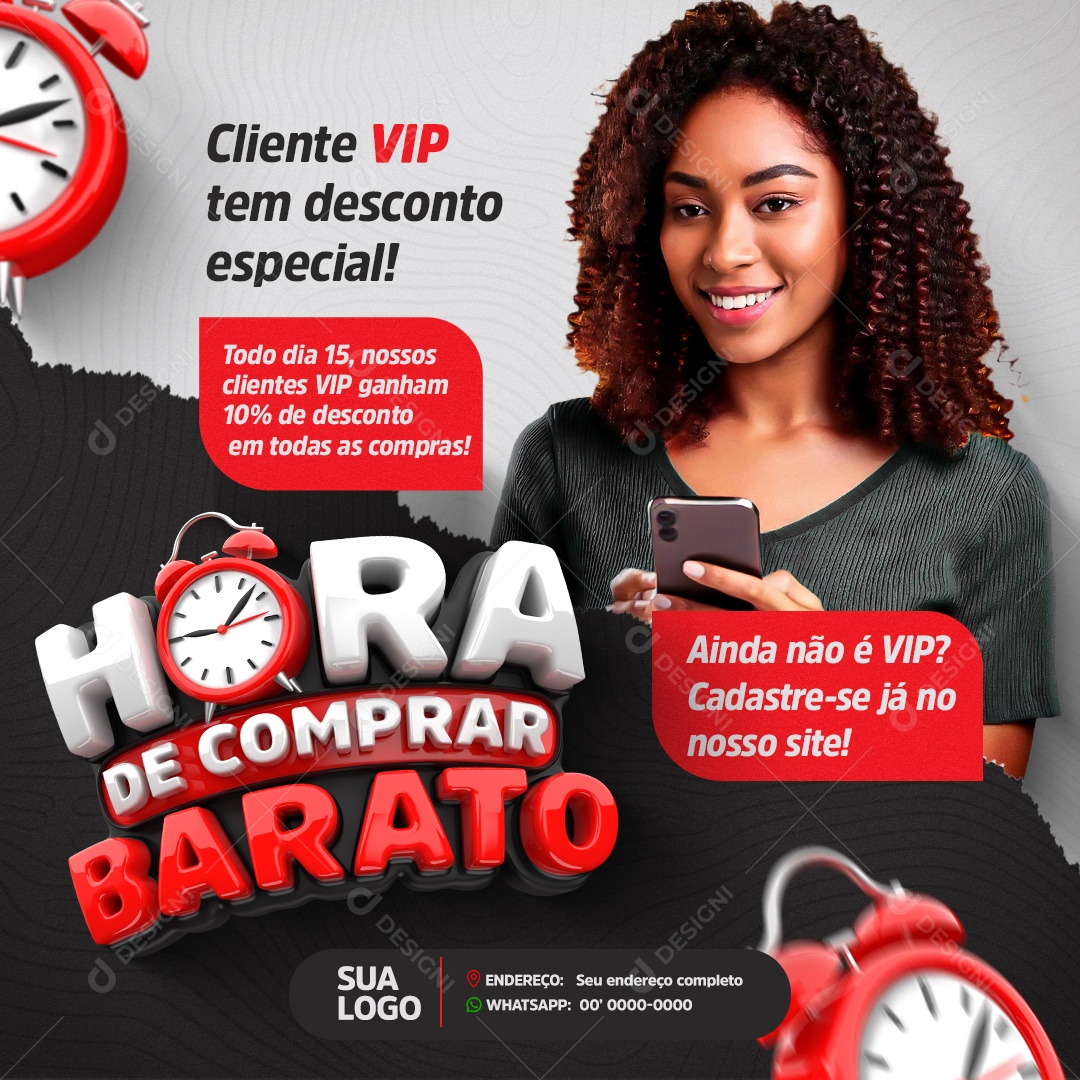 Eletrodomésticos Hora de Comprar Barato Cliente Vip Social Media PSD Editável