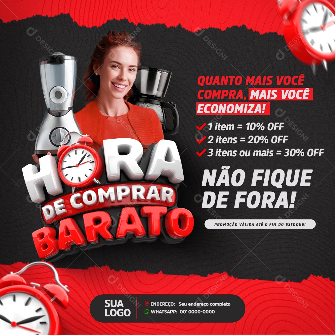 Eletrodomésticos Hora de Comprar Barato Social Media PSD Editável