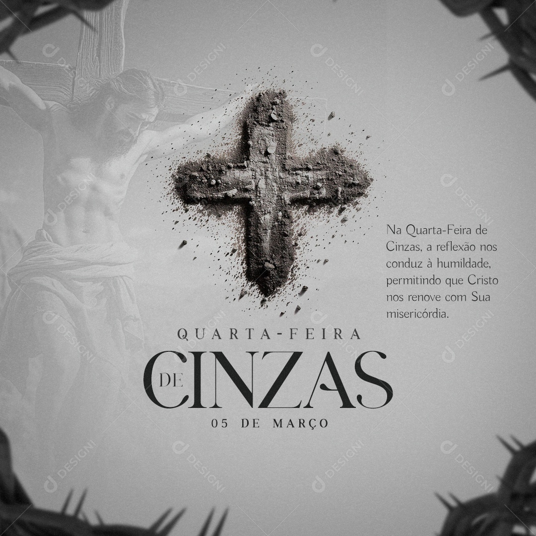 Quarta Feira de Cinzas  05 de Março Social Media PSD Editável