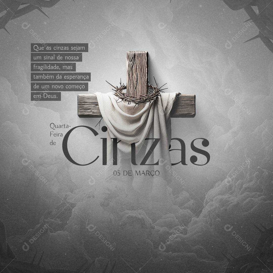 Quarta Feira de Cinzas 05 de Março Social Media PSD Editável