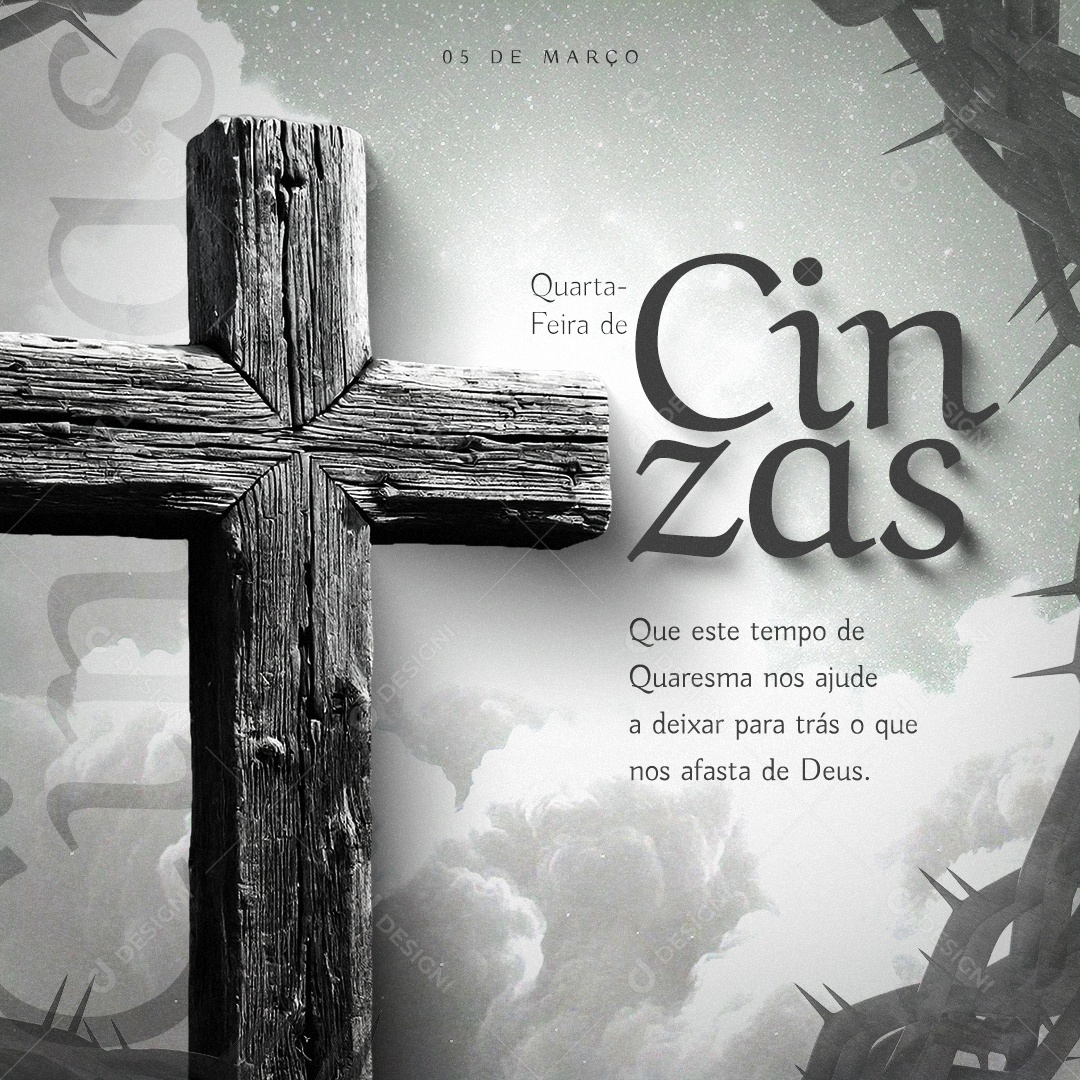 Quarta Feira de Cinzas 05 de Março Social Media PSD Editável