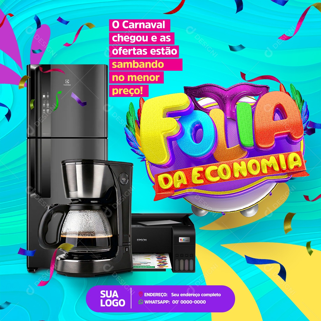Folia da Economia Loja de Eletrodomésticos Social Media PSD Editável