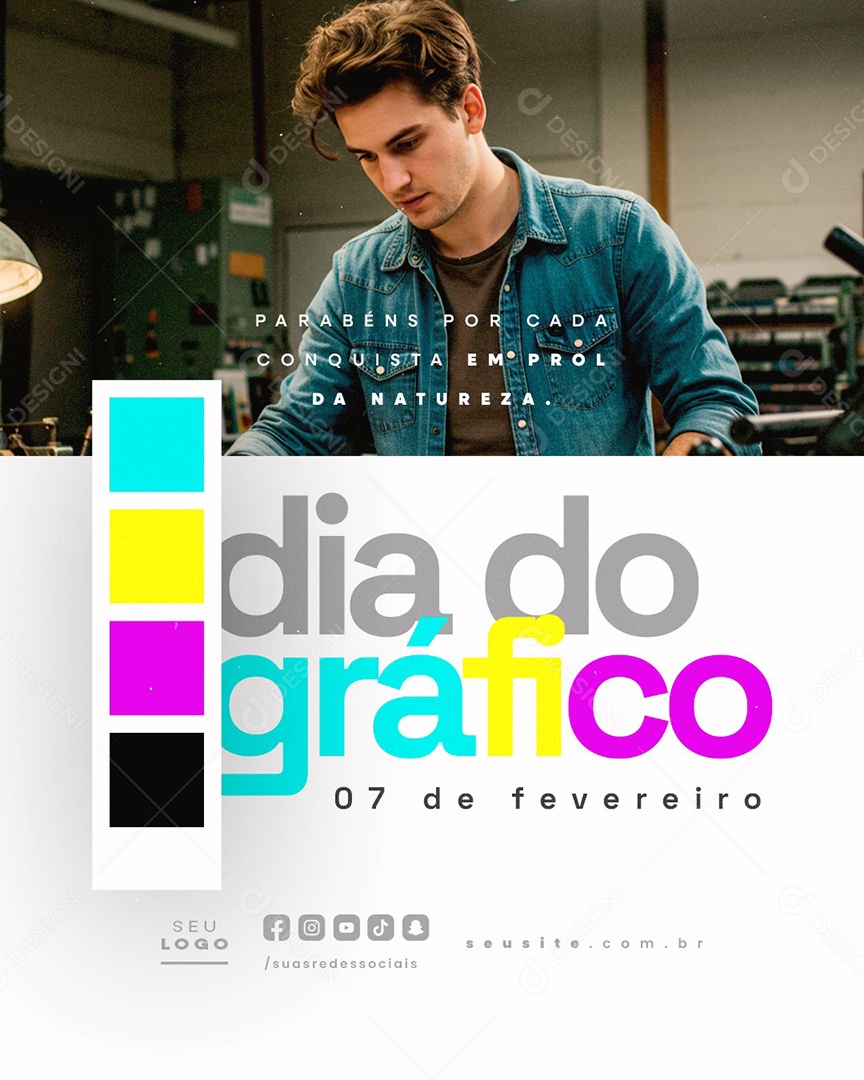 Dia do Gráfico 07 De Fevereiro Social Media PSD Editável