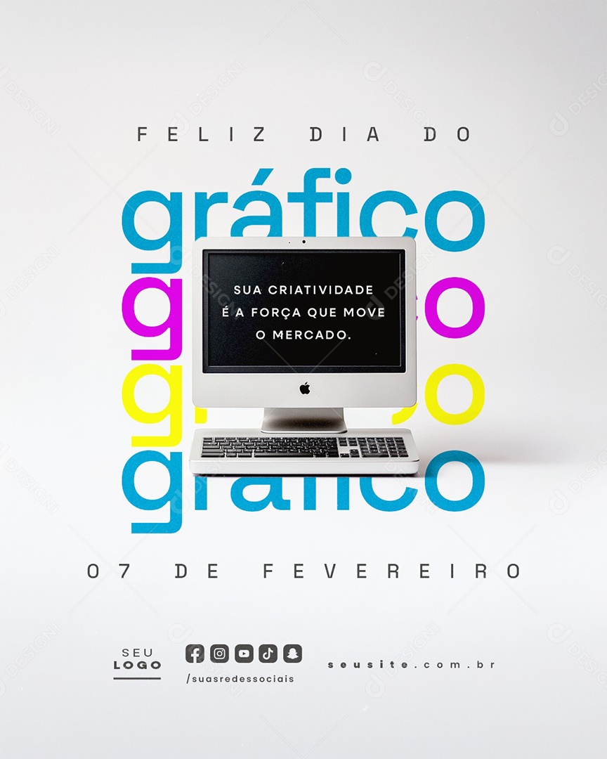 Feliz Dia do Gráfico 07 De Fevereiro Social Media PSD Editável