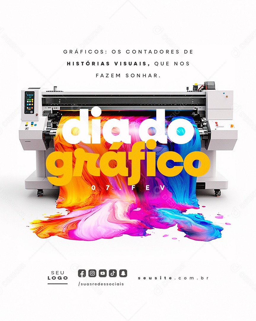 Dia do Gráfico 07 De Fevereiro Os Contadores de Histórias Visuais Social Media PSD Editável