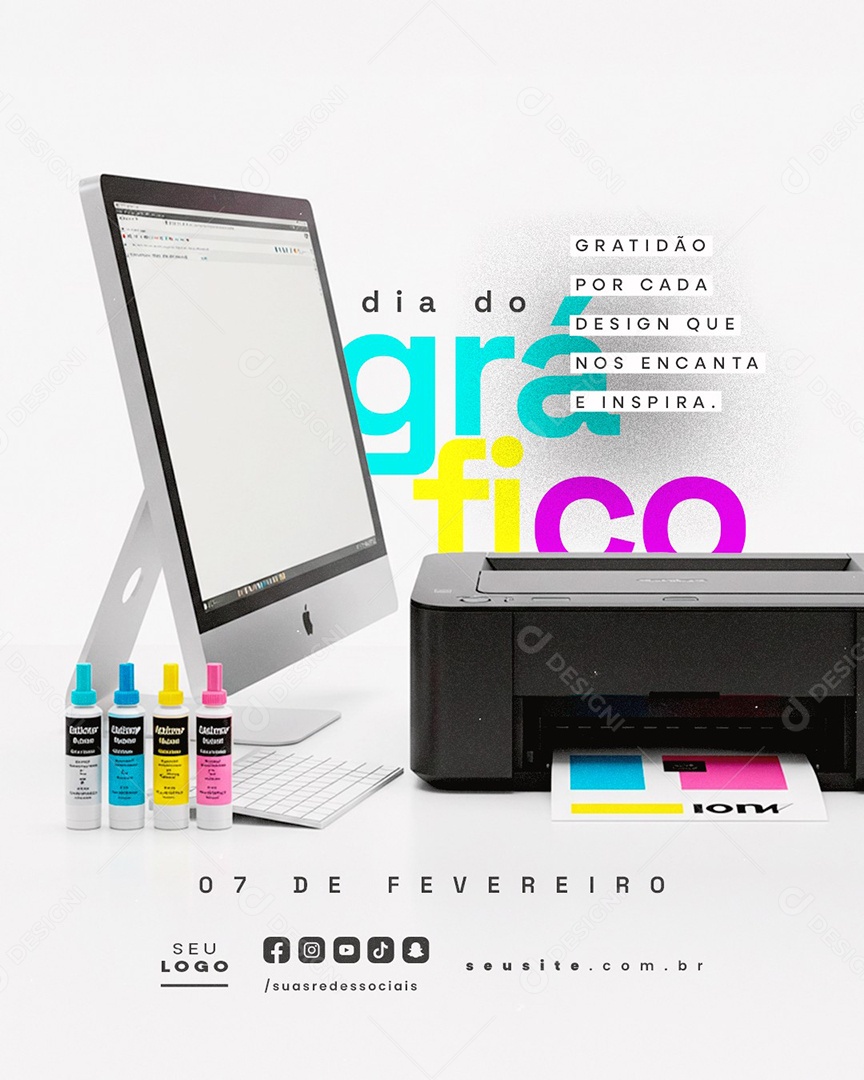 Dia do Gráfico 07 De Fevereiro Gratidão Social Media PSD Editável