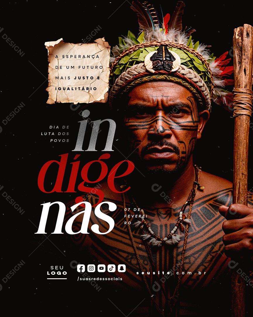 Dia De Luta Dos Povos Indígenas 07 de Fevereiro Social Media PSD Editável