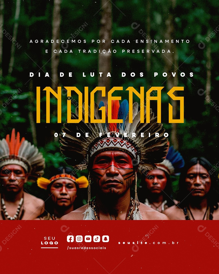 Social Media Dia De Luta Dos Povos Indígenas 07 de Fevereiro PSD Editável