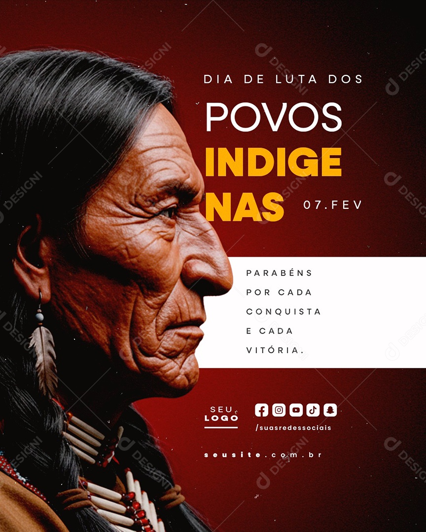 Dia De Luta Dos Povos Indígenas 07 de Fevereiro Social Media PSD Editável