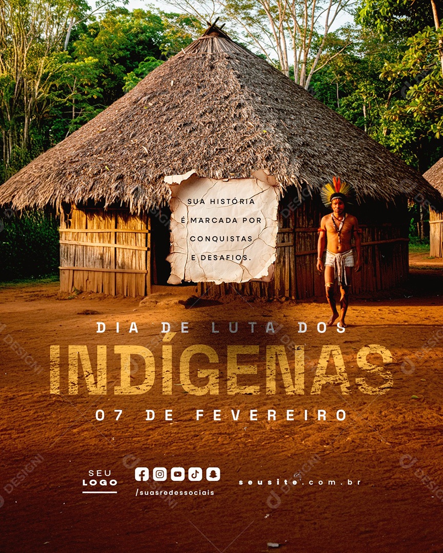 Dia De Luta Dos Povos Indígenas 07 de Fevereiro Social Media PSD Editável