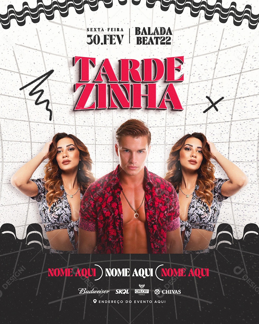 Flyer Tardezinha Artistas Social Media PSD Editável