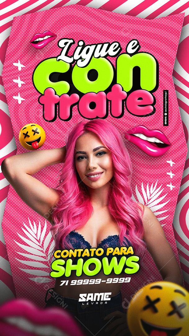 Flyer Story Ligue e Contrate Contato para Shows Social Media PSD Editável