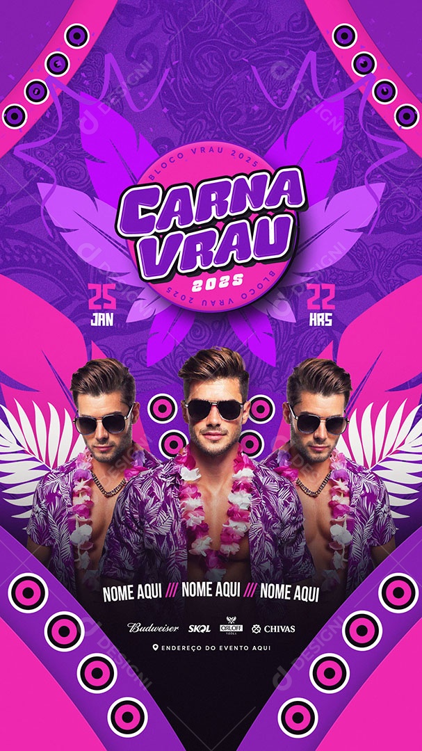 Flyer Story Carnavrau Artistas Social Media PSD Editável