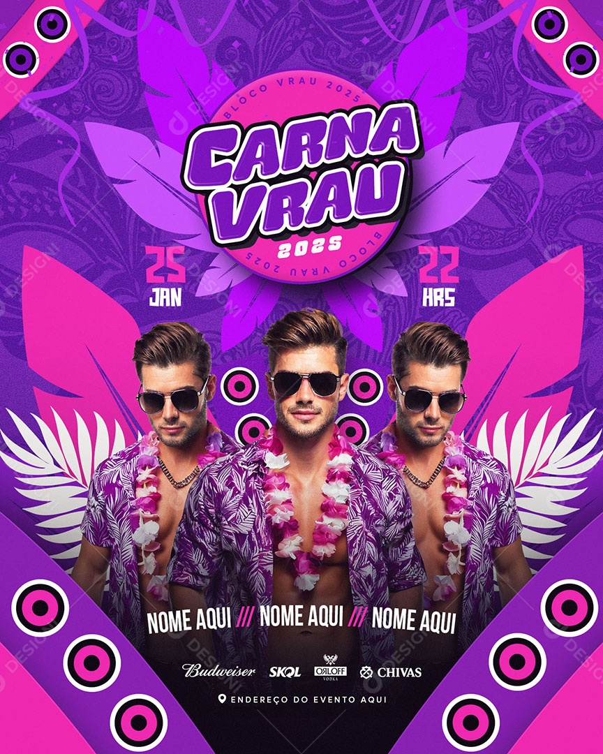 Flyer Carnavrau Artistas Social Media PSD Editável