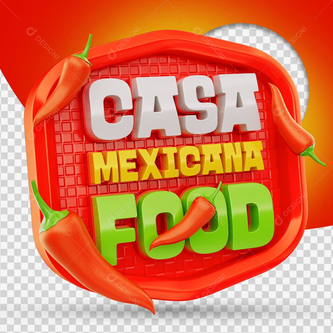 Casa Mexicana Food Selo 3D para Composição PSD