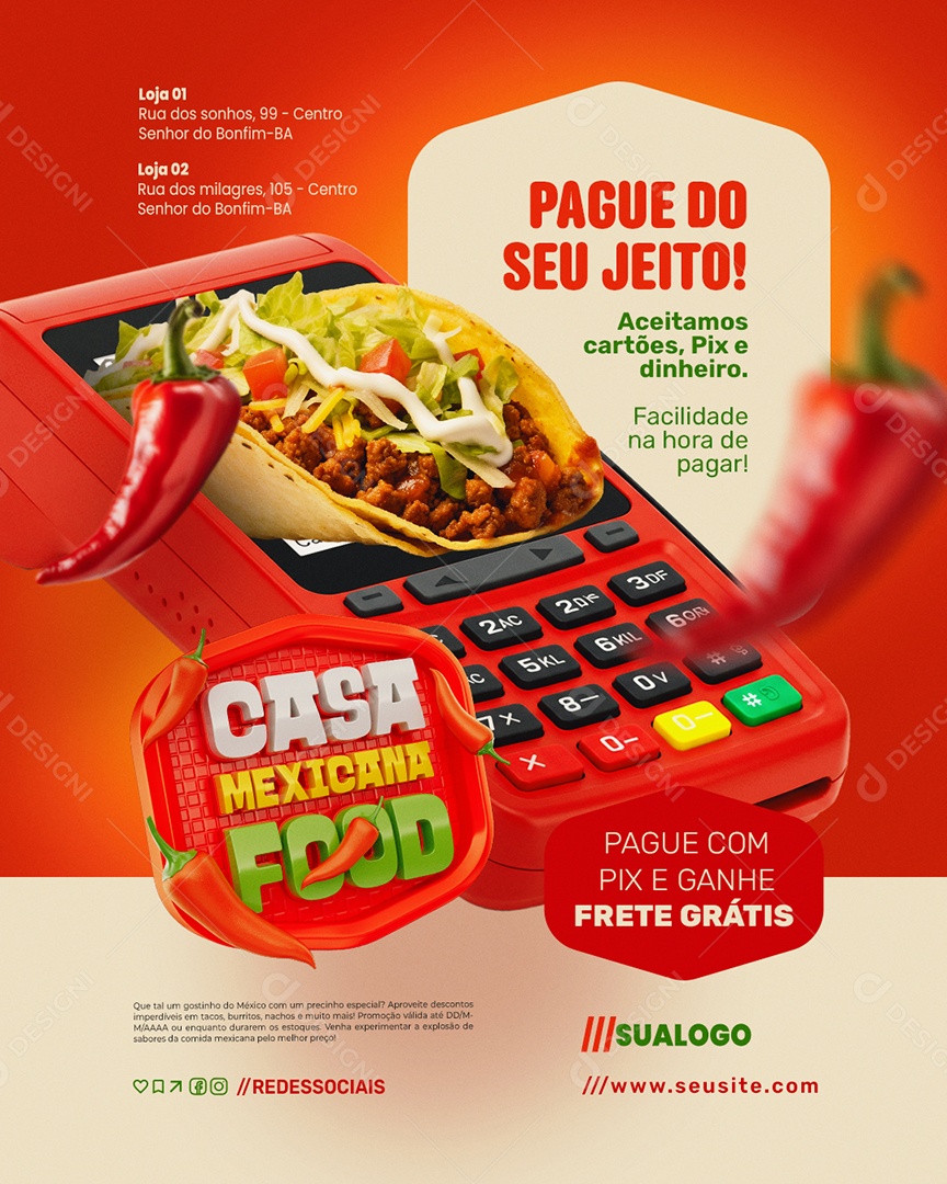 Comida Mexicana Casa Mexicana Food Pague Do Seu Jeito Social Media PSD Editável