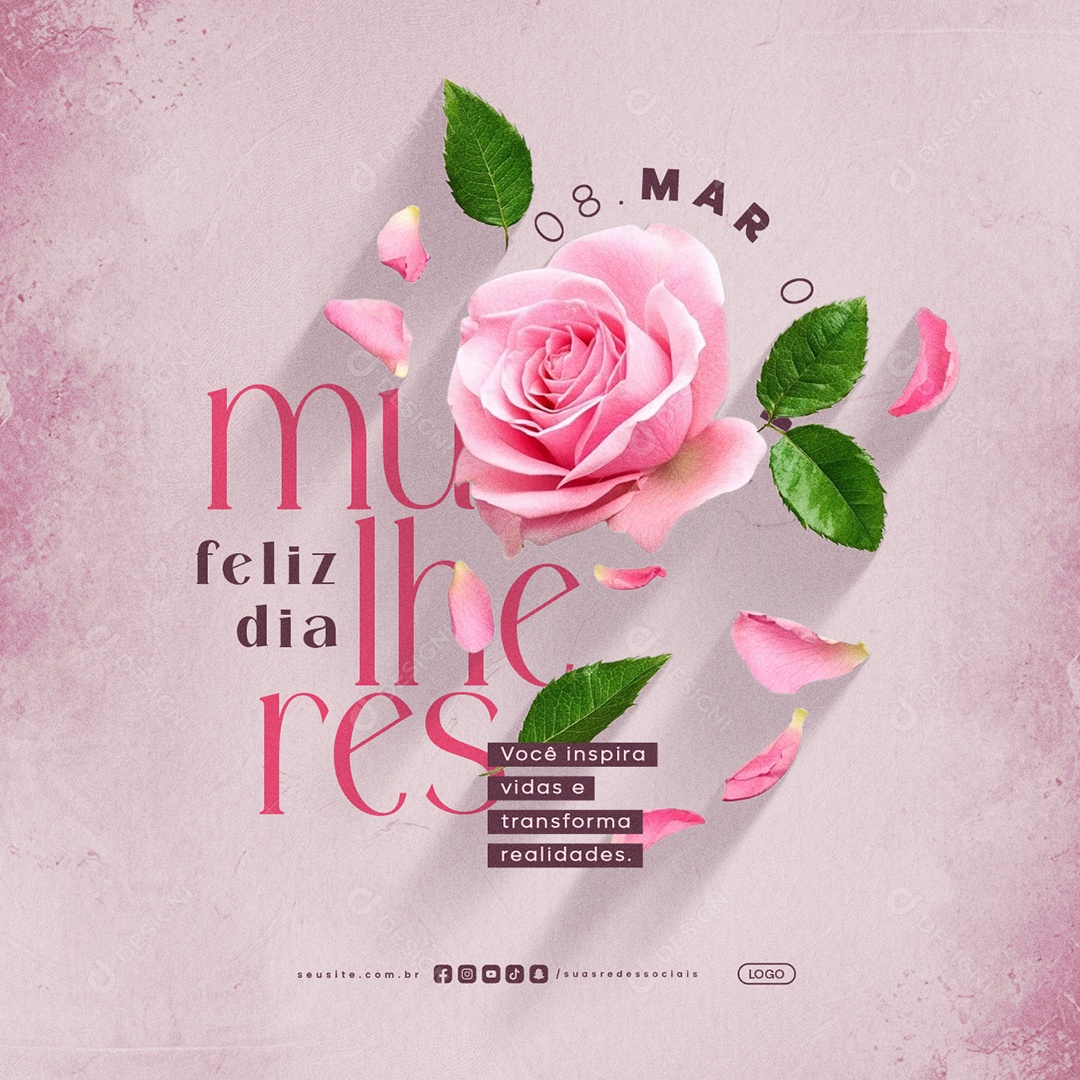 Feliz Dia Das Mulheres 08 de Março Social Media PSD Editável