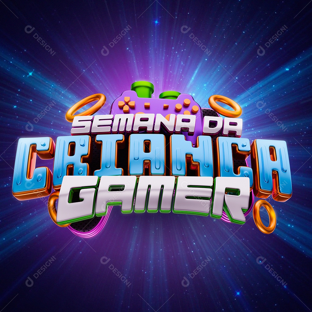 Semanada Criança Selo 3D Para Composição PSD