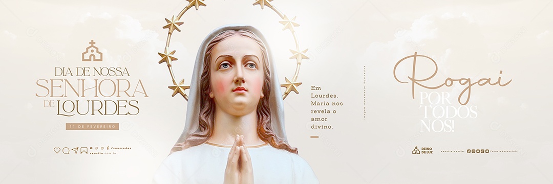 Carrossel Dia de Nossa Senhora de Lourdes 11 De Fevereiro Rogai Social Media PSD Editável
