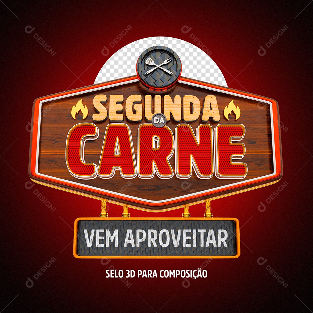 Segunda Da Carne Selo 3D para Composição PSD