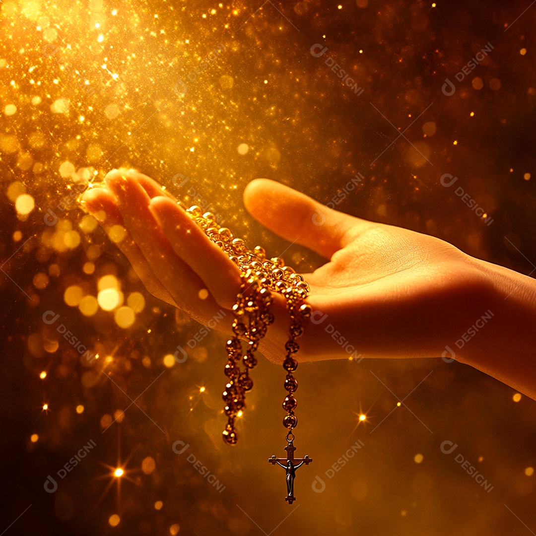 uma bela imagem da mão de uma mulher com o rosario
