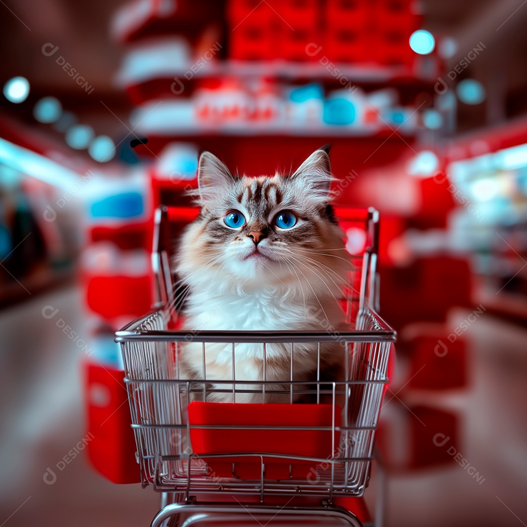 Um lindo gato fofo com pelo longo creme e marrom