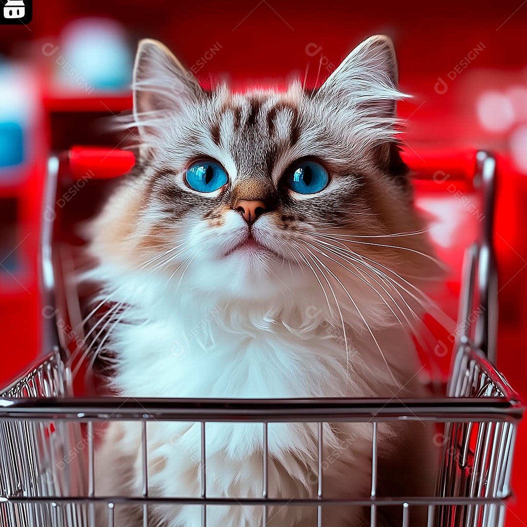 Um lindo gato fofo com pelo longo creme e marrom