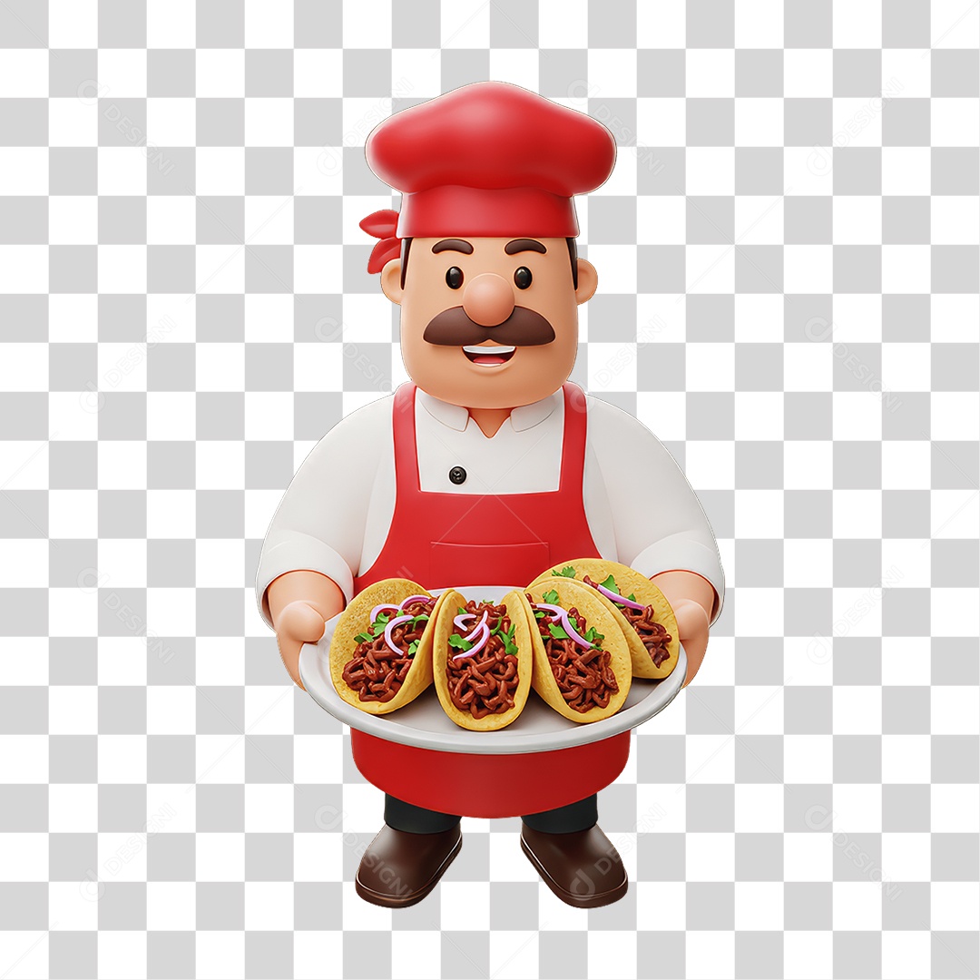 Personagem Mexicano com Comidas Típicas PNG Transparente