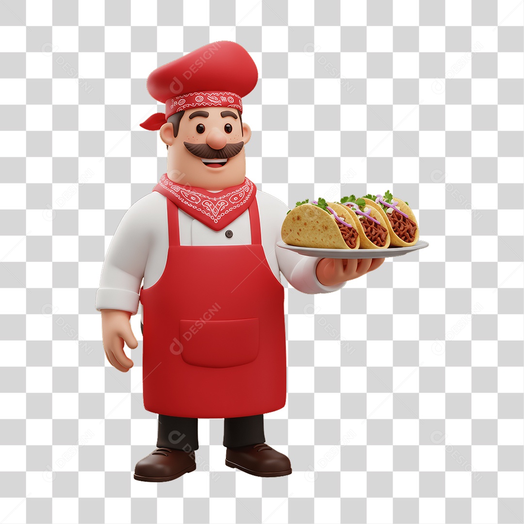 Personagem Mexicano com Comidas Típicas PNG Transparente