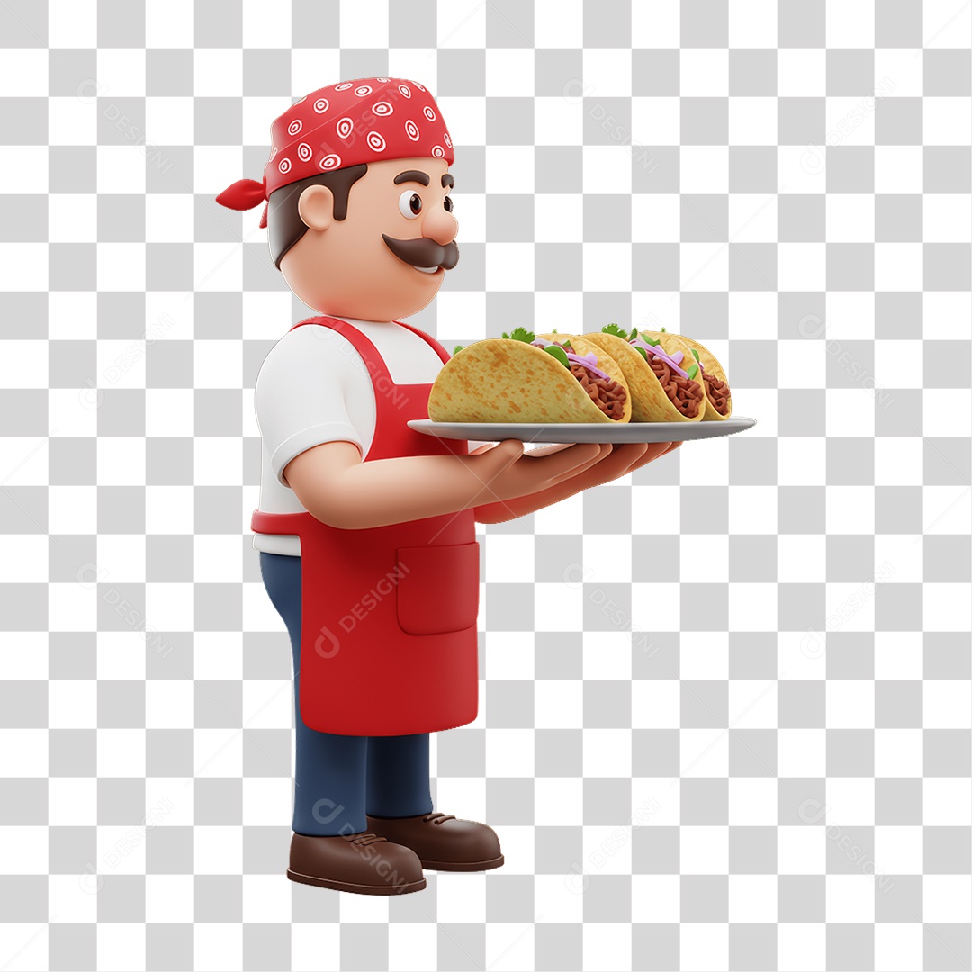 Personagem Mexicano com Comidas Típicas PNG Transparente