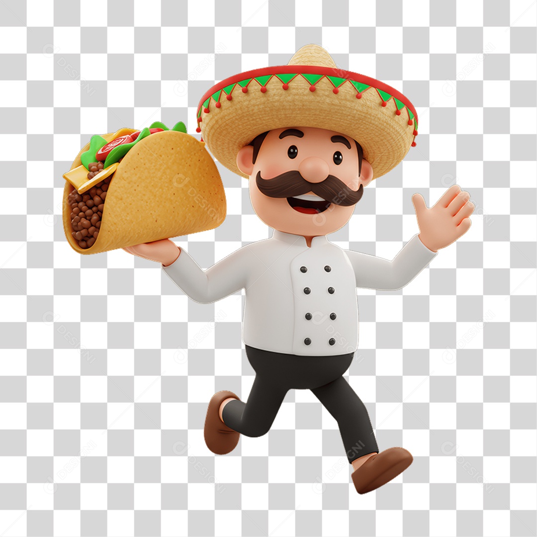 Personagem Mexicano com Comidas Típicas PNG Transparente