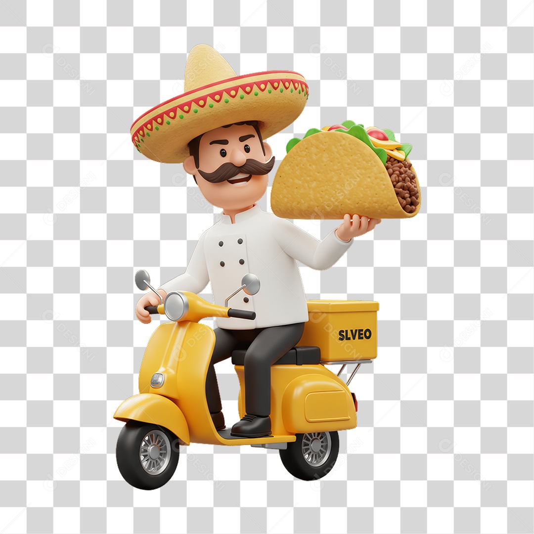 Personagem Mexicano com Comidas Típicas PNG Transparente