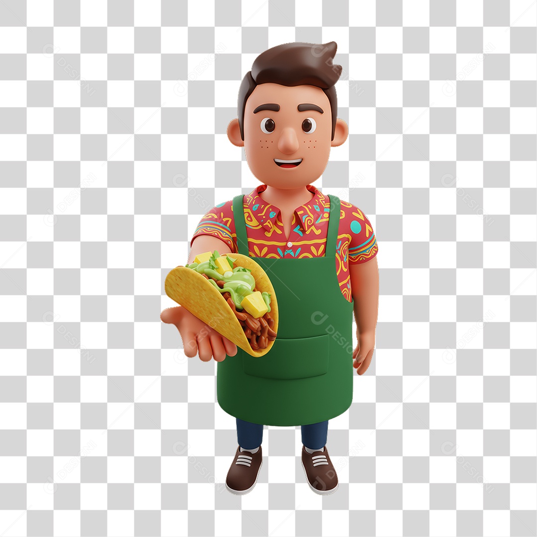 Personagem Mexicano com Comidas Típicas PNG Transparente
