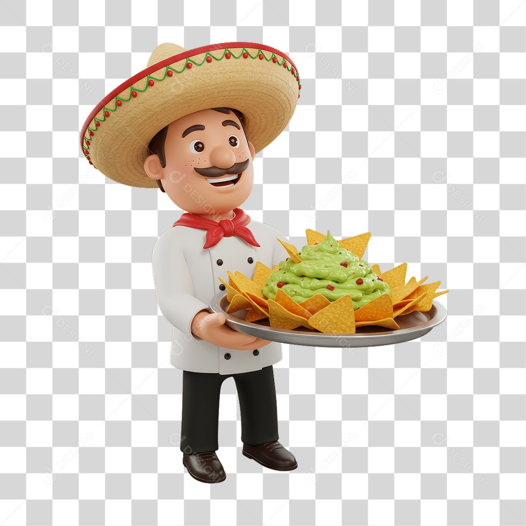 Personagem Mexicano com Comidas Típicas PNG Transparente