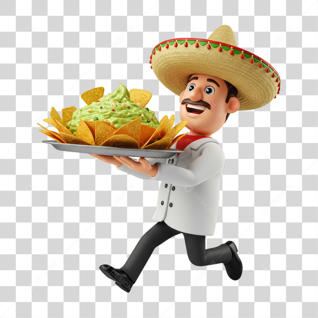 Personagem Mexicano com Comidas Típicas PNG Transparente