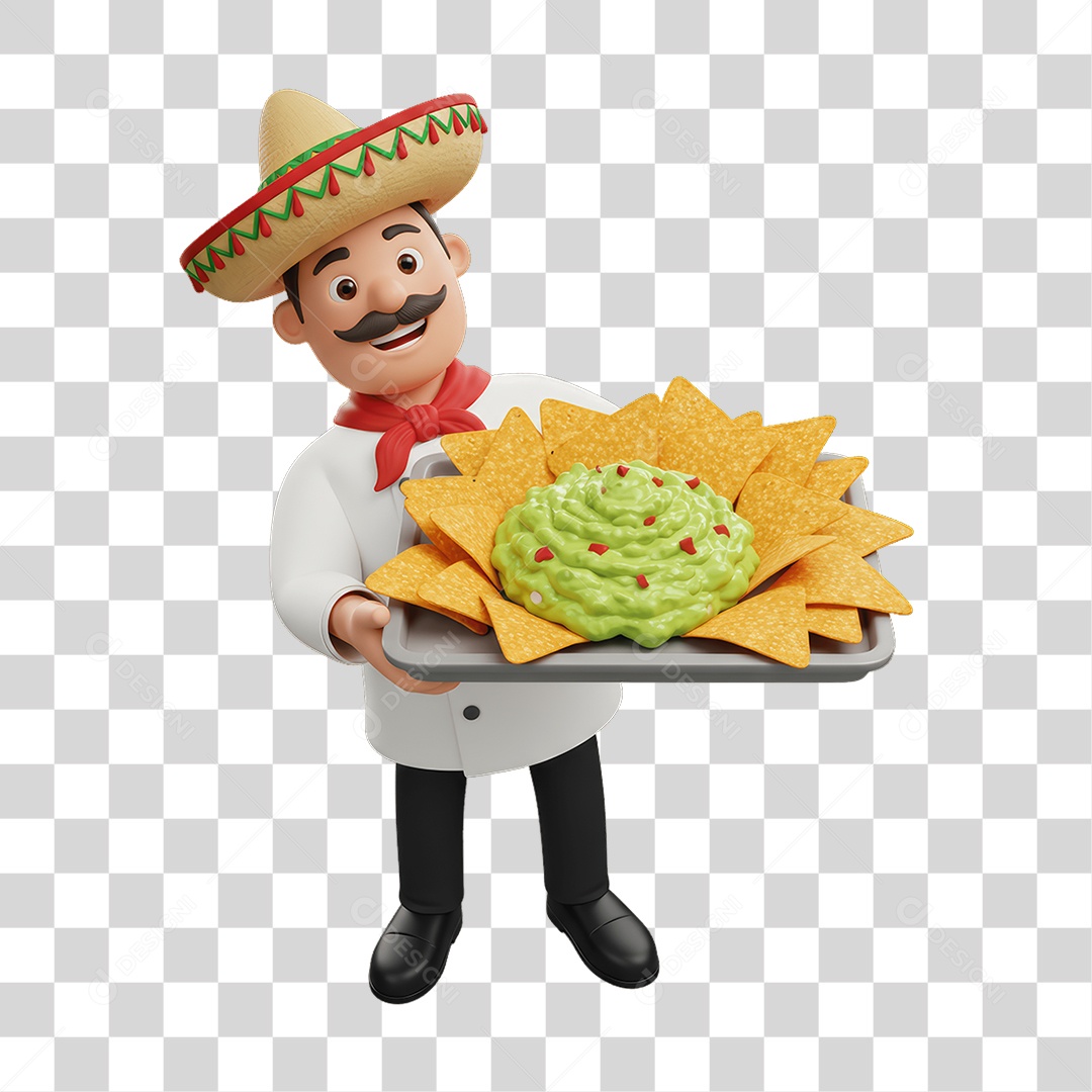 Personagem Mexicano com Comidas Típicas PNG Transparente
