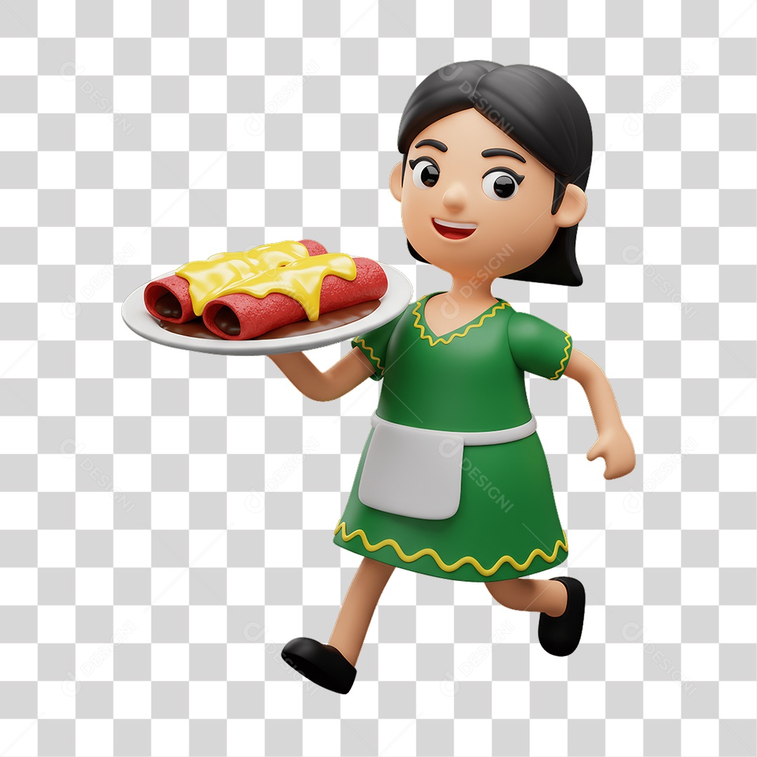 Personagem Mexicana com Comidas Típicas PNG Transparente