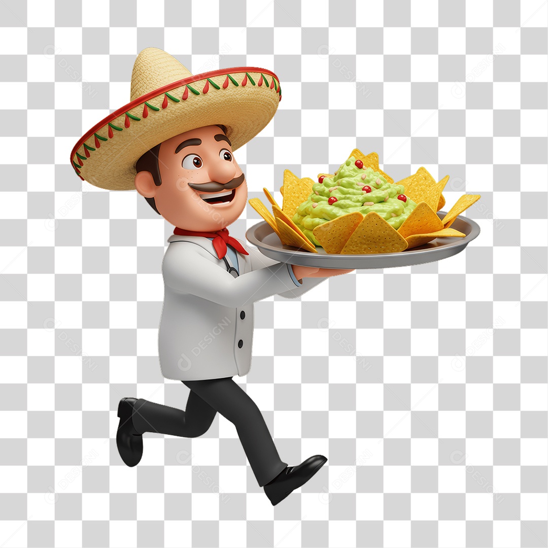 Personagem Mexicano com Comidas Típicas PNG Transparente