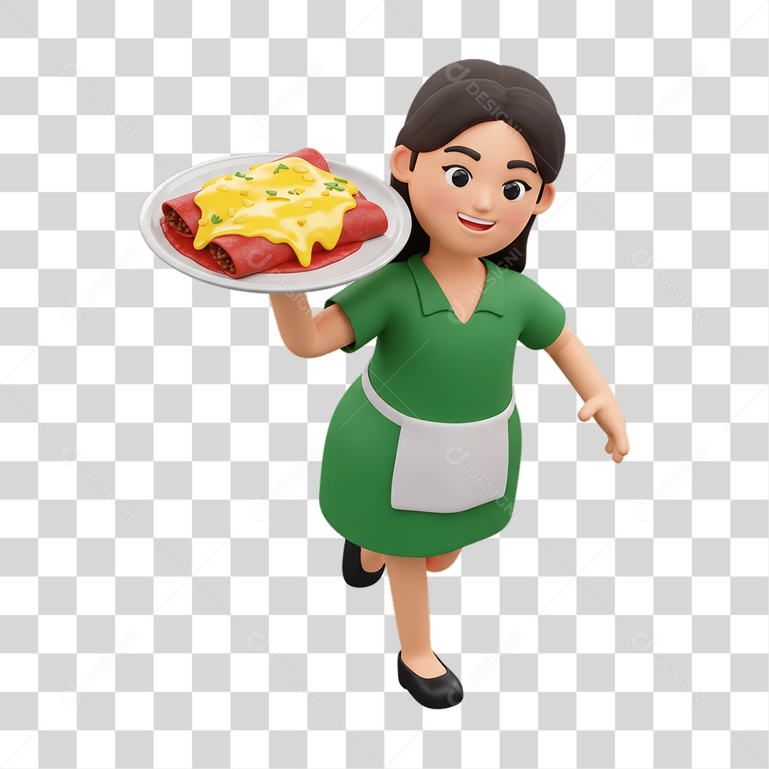 Personagem Mexicana com Comidas Típicas PNG Transparente