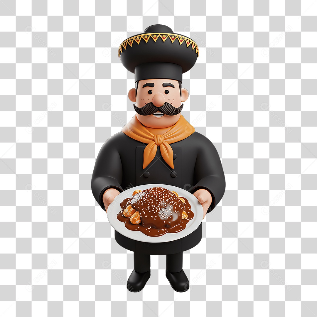 Personagem Mexicano com Comidas Típicas PNG Transparente