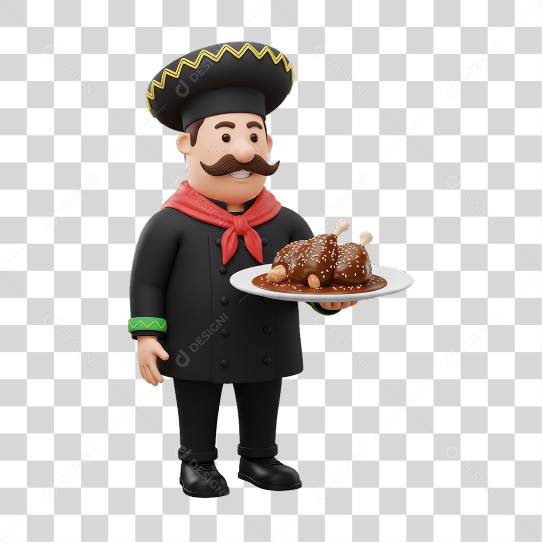 Personagem Mexicano com Comidas Típicas PNG Transparente